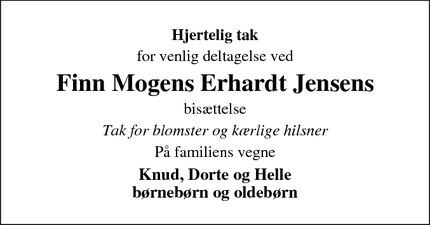 Taksigelsen for Finn Mogens Erhardt Jensen - Give