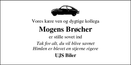 Dødsannoncen for Mogens Brøcher - Viborg