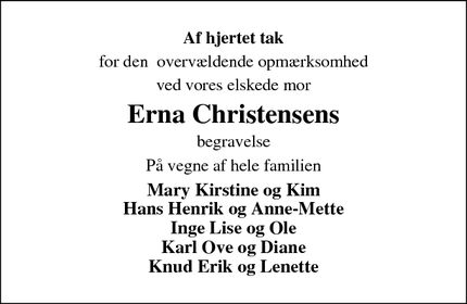 Taksigelsen for Erna Christensens - Videbæk