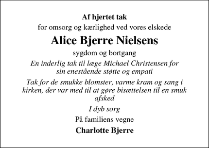 Taksigelsen for Alice Bjerre Nielsen - Esbjerg  