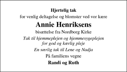 Taksigelsen for Annie Henriksen - Nordborg