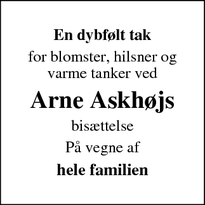 Taksigelsen for Arne Askhøj - Østbirk