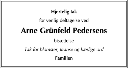 Taksigelsen for Arne Grünfeld Pedersens - Bagsværd