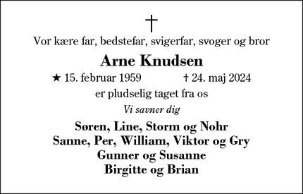 Dødsannoncen for Arne Knudsen - Herning