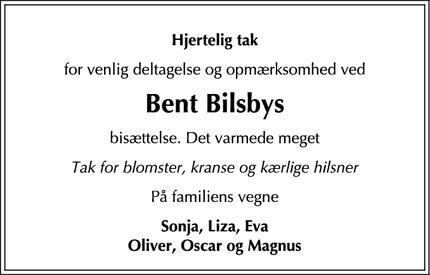 Taksigelsen for Bent Bilsby - Sengeløse