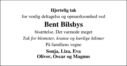 Taksigelsen for Bent Bilsby - Sengeløse