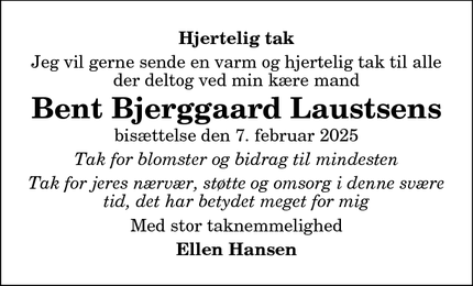 Taksigelsen for Bent Bjerggaard Laustsen - Vildsund Vest