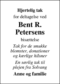 Taksigelsen for Bent R. Petersen - Vordingborg