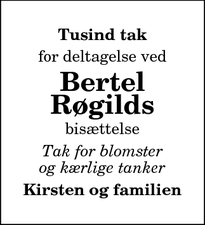 Taksigelsen for Bertel
Røgild - Hobro