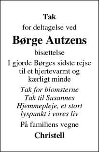 Taksigelsen for Børge Autzen - Ringe