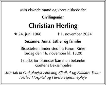 Dødsannoncen for Christian Herling - Farum