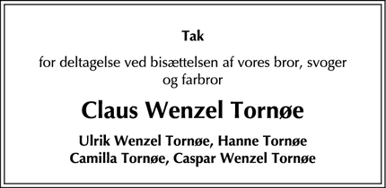 Taksigelsen for Claus Wenzel Tornøe - København Ø
