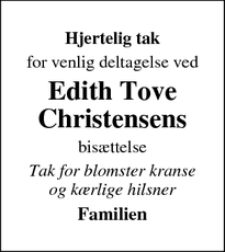 Taksigelsen for Edith Tove Christensen - Rødekro