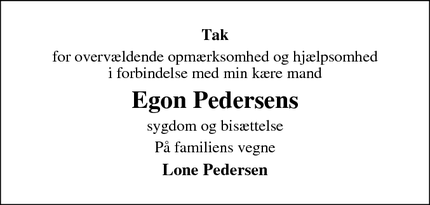 Taksigelsen for Egon Pedersen - Snedsted