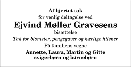 Taksigelsen for Ejvind Møller Gravesen - Aalestrup