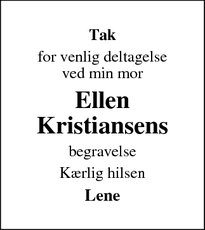 Taksigelsen for Ellen
Kristiansen - Silkeborg