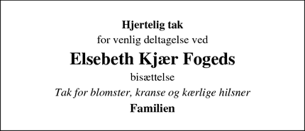 Taksigelsen for Elsebeth Kjær Foged - Engum