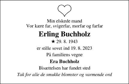 Dødsannoncen for Erling Buchholz - Korsør