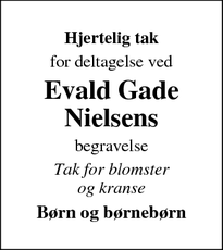 Taksigelsen for Evald Gade Nielsens - Struer