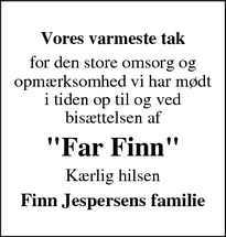 Taksigelsen for "Far Finn" - Middelfart