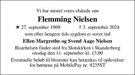 Dødsannoncen for Flemming Nielsen - Jelling