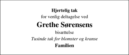 Taksigelsen for Grethe Sørensens - Højby sj.