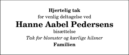 Taksigelsen for Hanne Aabel Pedersen - Dybvad