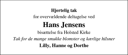 Taksigelsen for Hans Jensen - Næstved.