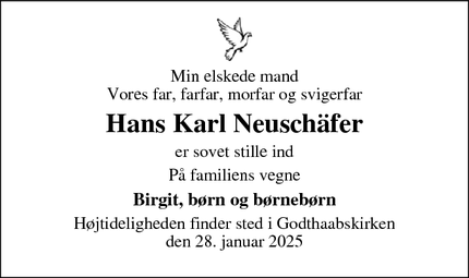 Dødsannoncen for Hans Karl Neuschäfer - Søborg