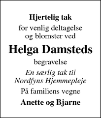 Taksigelsen for Helga Damsteds - Uggerslev