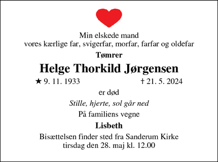 Dødsannoncen for Helge Thorkild Jørgensen - odense 