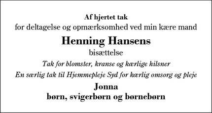 Taksigelsen for Henning Hansen - Kibæk