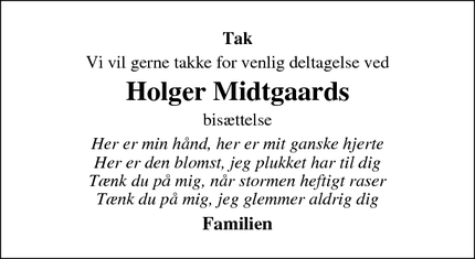 Taksigelsen for Holger Midtgaards - Odder