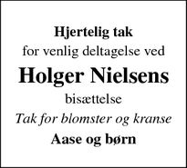 Taksigelsen for Holger Nielsens - Ikast