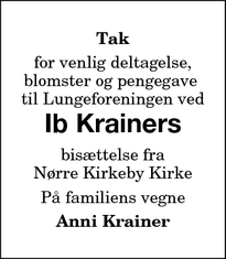 Taksigelsen for Ib Krainer - Nørre Alslev