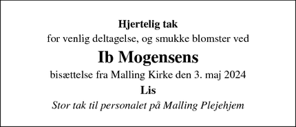 Taksigelsen for Ib Mogensen - Malling