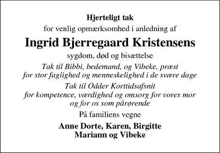 Taksigelsen for Ingrid Bjerregaard Kristensen - Odder 