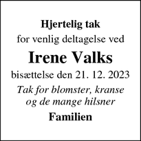 Taksigelsen for Irene Valk - Lynge