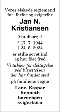 Dødsannoncen for Jan N.
Kristiansen - NØRRE ALSLEV