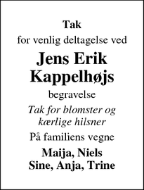 Taksigelsen for Jens Erik
Kappelhøj - Frederiksværk