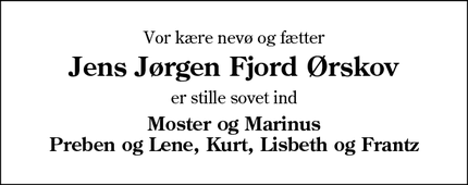 Dødsannoncen for Jens Jørgen Fjord Ørskov - Varde