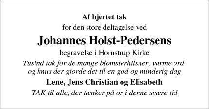 Taksigelsen for Johannes Holst-Pedersens - Vejle