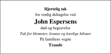 Taksigelsen for John Espersen - Tønder