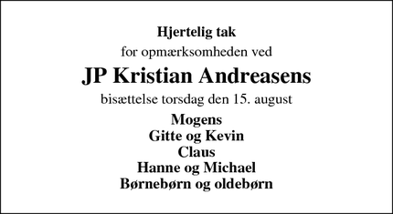 Taksigelsen for JP Kristian Andreasen - Varde