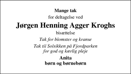 Dødsannoncen for Jørgen Henning Agger Kroghs - Ringkøbing