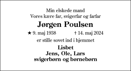 Dødsannoncen for Jørgen Poulsen - Egtved