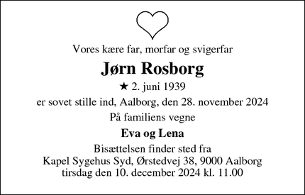 Dødsannoncen for Jørn Rosborg - Aalborg