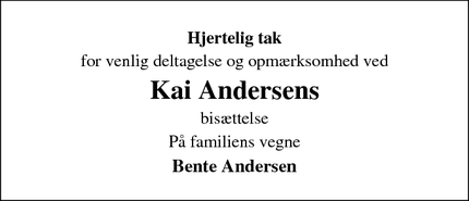 Taksigelsen for Kai Andersens - Struer