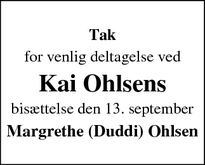 Taksigelsen for Kai Ohlsens - Gråsten