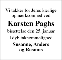 Taksigelsen for Karsten Paghs - Bryrup